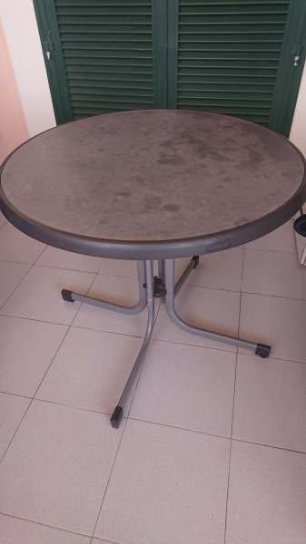 Sieger Balkontisch rund  Ø x H: 86 x 72 cm, Stahl, Mecalit, Klappbar, Graphit/Anthrazit