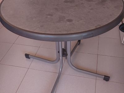 Sieger Balkontisch rund  Ø x H: 86 x 72 cm, Stahl, Mecalit, Klappbar, Graphit/Anthrazit