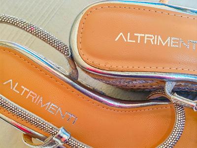 silver wedge sandal from Altrimenti with rhinestone straps, size 38