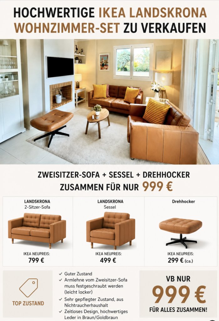 Sofa - Sessel - Hocker // Sitzgarnitur Leder