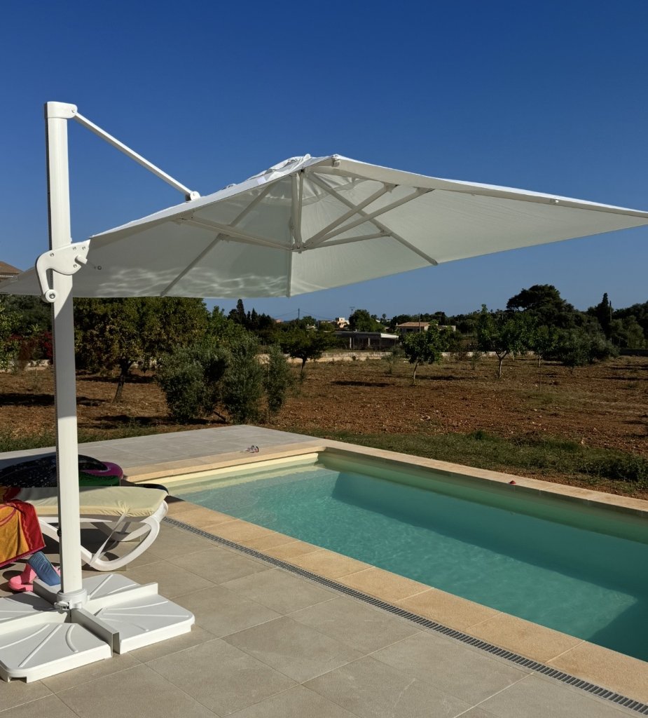 Sonnenschirm Gross Komplettset - weiss 4x3 m
