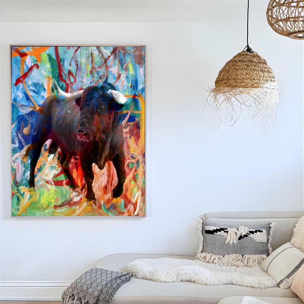 Spanish Bulls - Art on Canvas  170x100cm