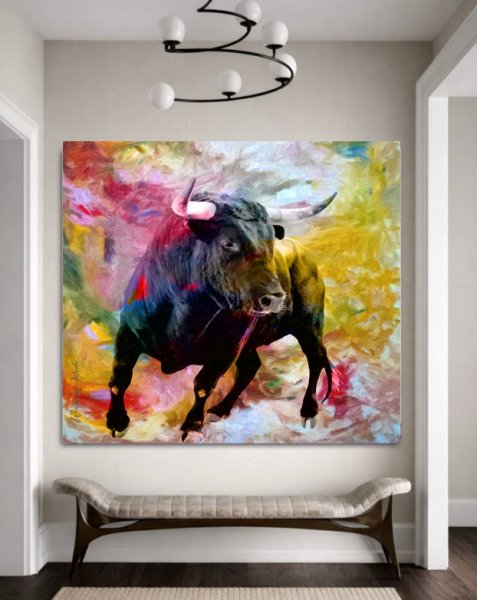 Spanish Bulls - Art on Canvas  170x100cm
