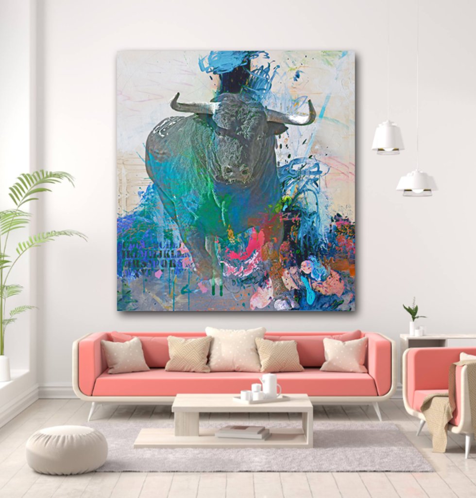 Spanish Bulls - Art on Canvas  170x100cm