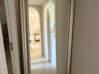 Full-length mirror with silver frame