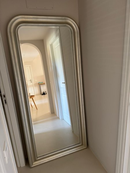 Full-length mirror with silver frame