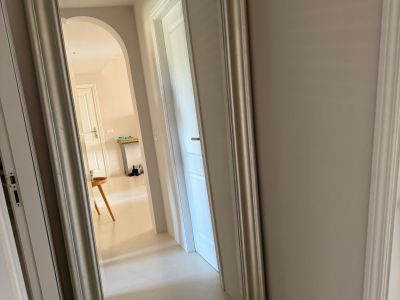 Full-length mirror with silver frame