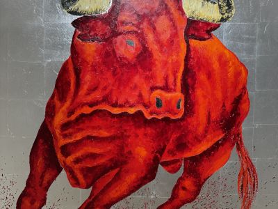 Cuadro de toro de aluminio 60x90 en Campos
