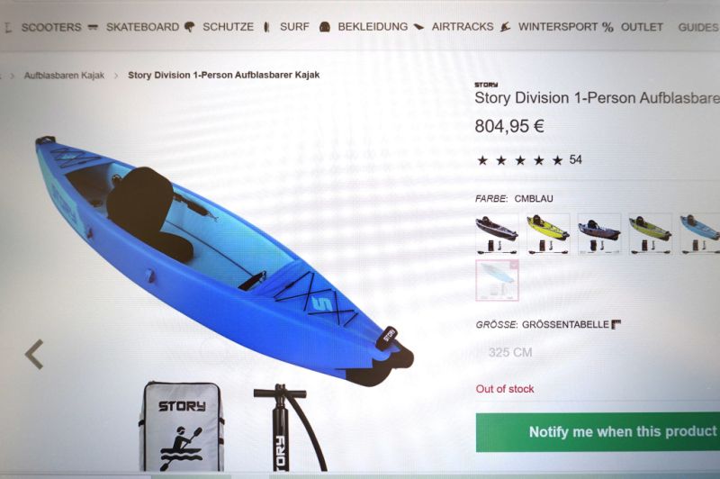 STORY Division Aufblasbares 1Personen Kajak