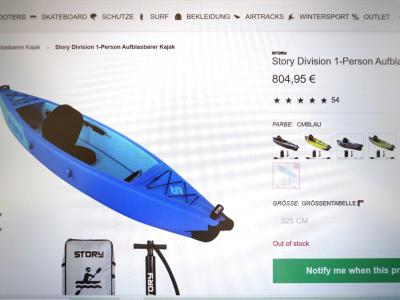 STORY Division Aufblasbares 1Personen Kajak