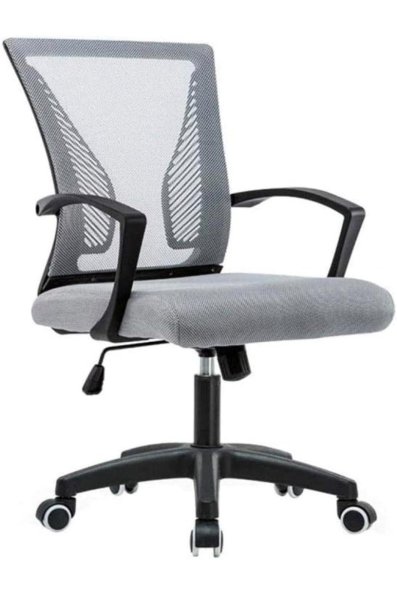 super funktioneller Bürostuhl: grauer ergonomischer Bürostuhl mit atmungsaktivem Netzrücken