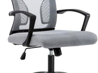 super funktioneller Bürostuhl: grauer ergonomischer Bürostuhl mit atmungsaktivem Netzrücken