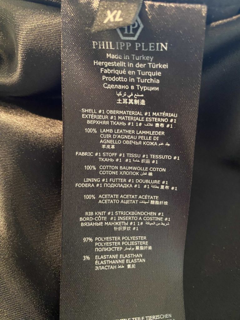 Superedle Nappa Lederjacke von Philipp Plein, Größe XL