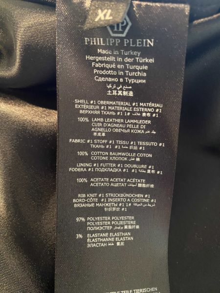 Superedle Nappa Lederjacke von Philipp Plein, Größe XL