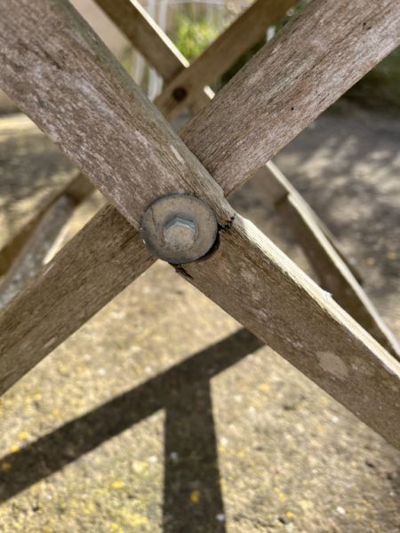 Teak chair with table