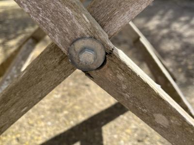Teak chair with table