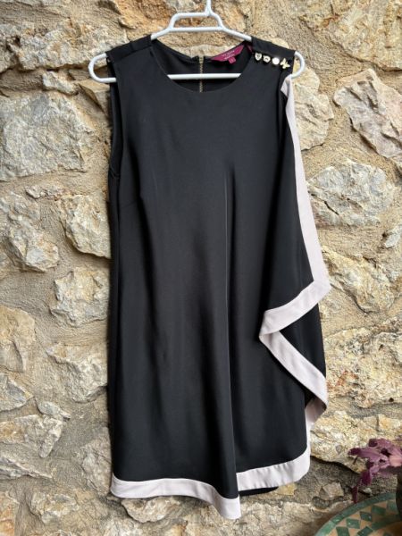 Ted Baker black tunic dress with drape - small