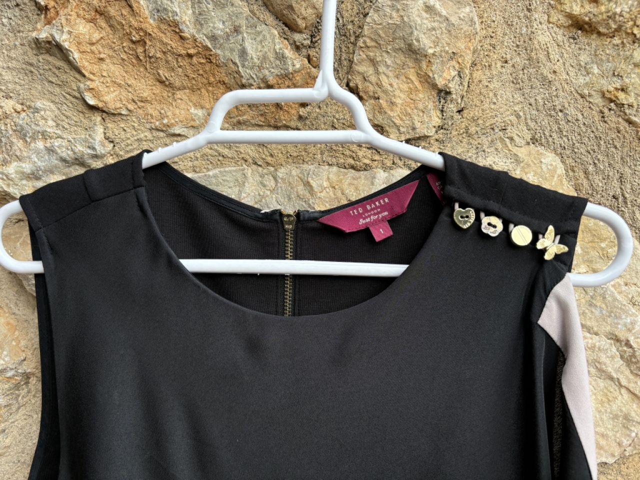 Ted Baker black tunic dress with drape - small