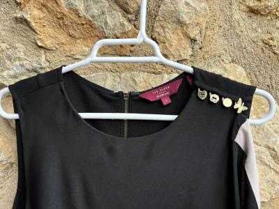 Ted Baker black tunic dress with drape - small