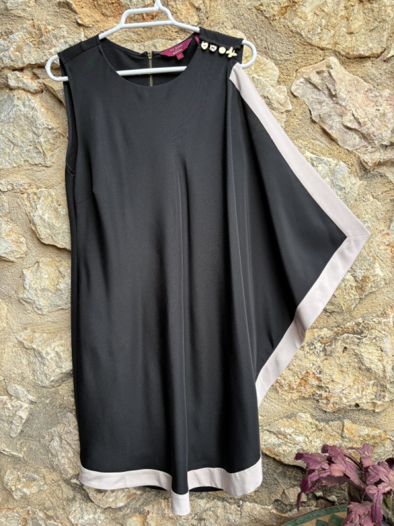 Ted Baker black tunic dress with drape - small