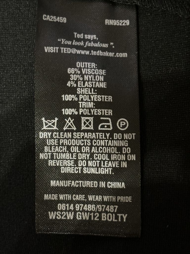 Ted Baker black tunic dress with drape - small