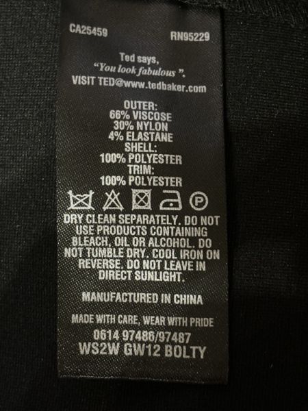 Ted Baker black tunic dress with drape - small