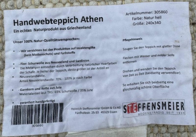 Teppich handgefertigt / 240 x 340