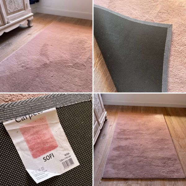 Alfombra en rosa empolvado, de muy buena calidad, 120x170 cm