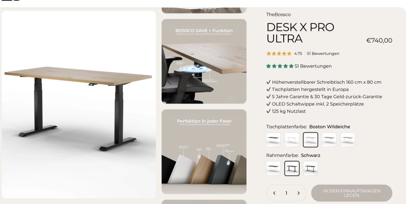 TheBossco Desk X Pro Ultra  elektrischer höhenverstellbarer Schreibtisch - neuwertig
