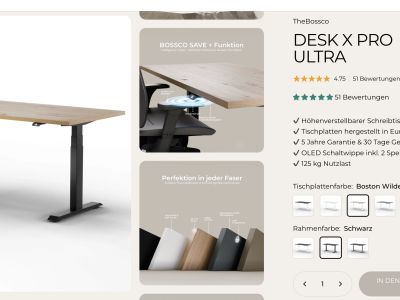 TheBossco Desk X Pro Ultra  elektrischer höhenverstellbarer Schreibtisch - neuwertig