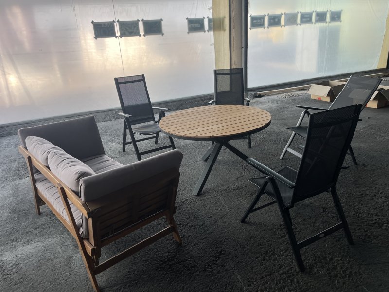 Tisch mit Stühle Alu Teak