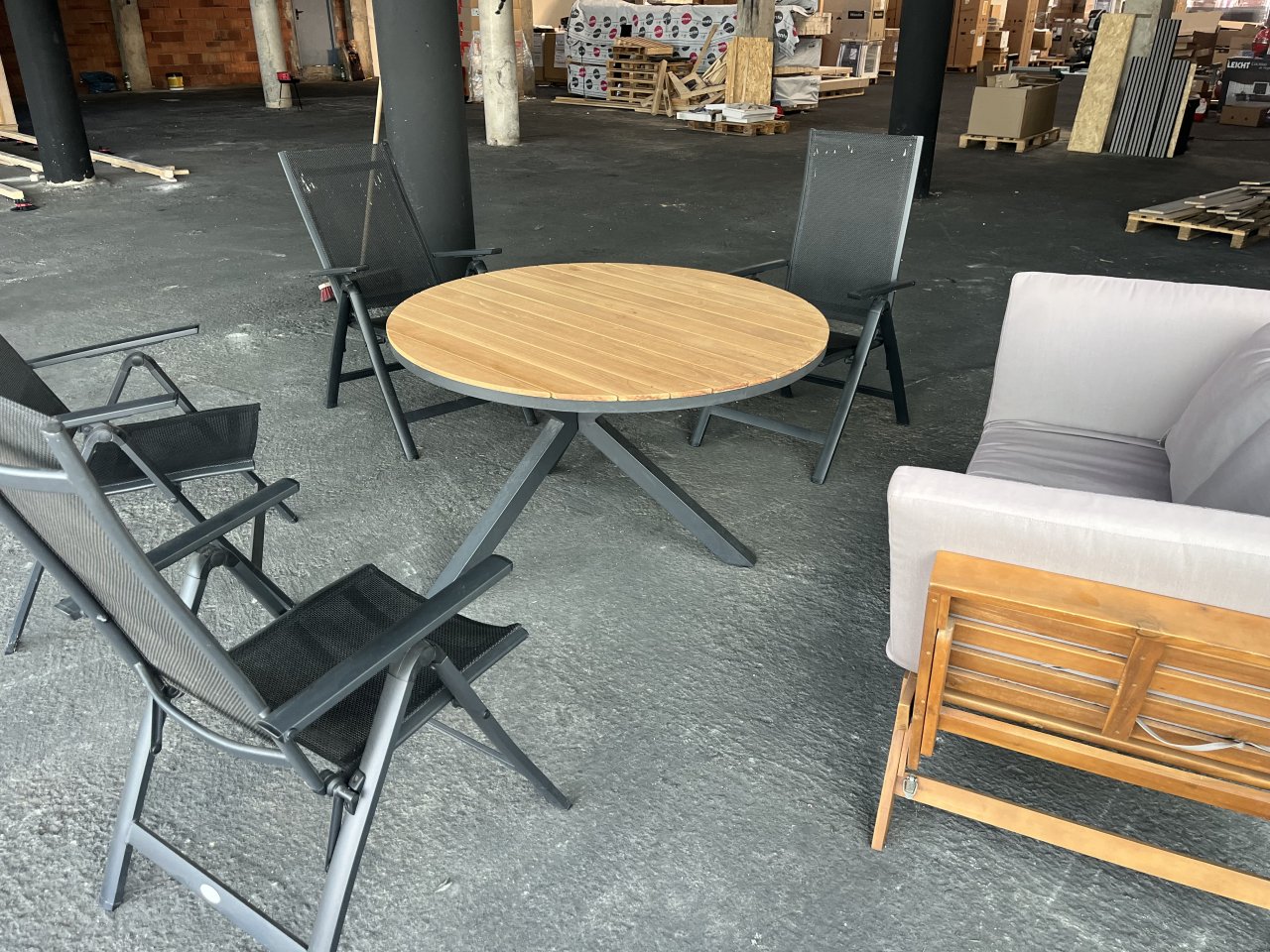 Tisch mit Stühle Alu Teak