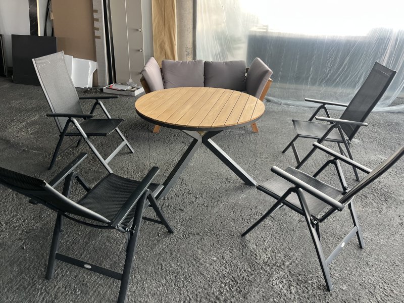 Tisch mit Stühle Alu Teak