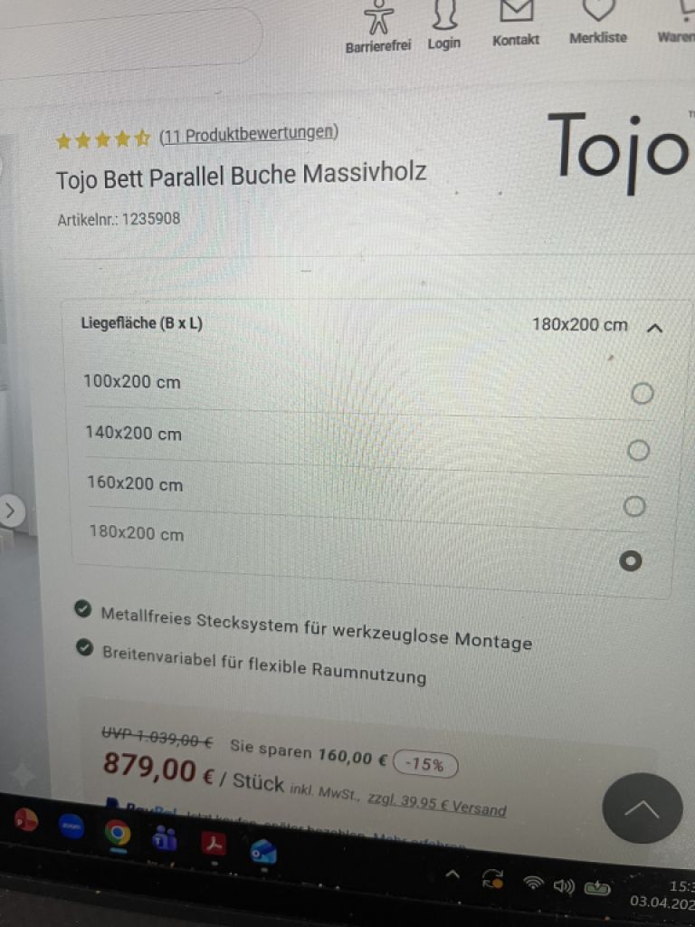 Tojo Innovations - estructura de cama maciza de haya.