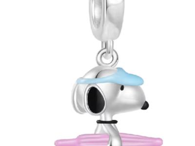 Bonitos Peanuts Charms / Beads de plata 925 para un collar o pulsera Pandora / Snoopy / Woodstock