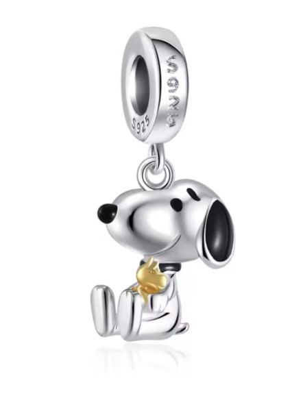 Bonitos Peanuts Charms / Beads de plata 925 para un collar o pulsera Pandora / Snoopy / Woodstock