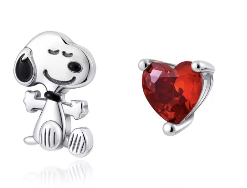 Bonitos Peanuts Charms / Beads de plata 925 para un collar o pulsera Pandora / Snoopy / Woodstock