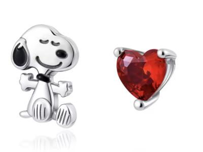 Bonitos Peanuts Charms / Beads de plata 925 para un collar o pulsera Pandora / Snoopy / Woodstock
