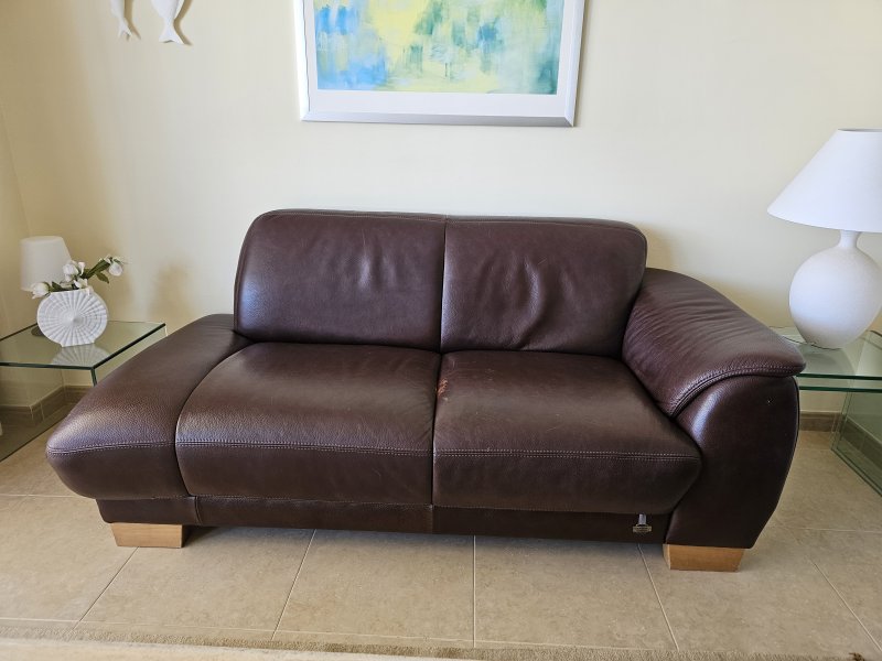 Top Designer Büffelledersitzgruppe, Sofa, Sessel, Hocker