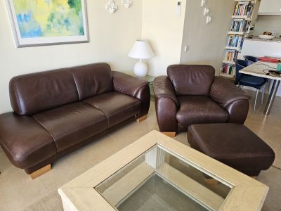 Top Designer Büffelledersitzgruppe, Sofa, Sessel, Hocker