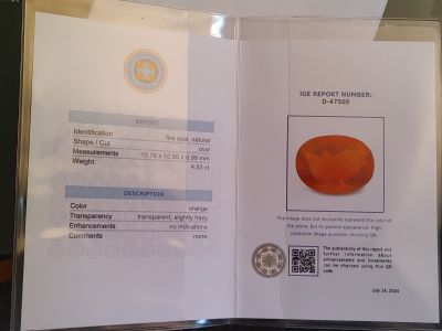 Hermoso ópalo de fuego 4,53 ct