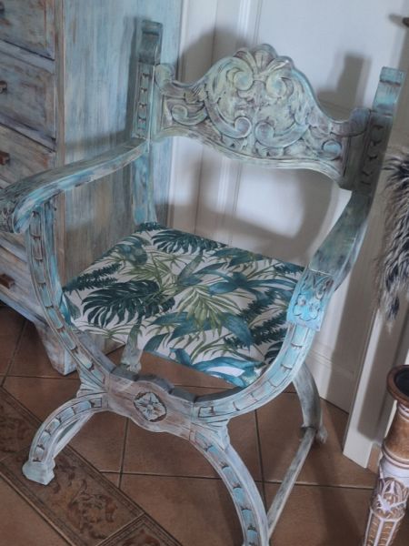 Unikat Vollholz Stuhl Mallorca Style wow wow