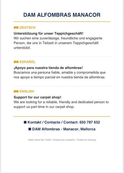 Unterstützung für unser Teppichgeschäft!