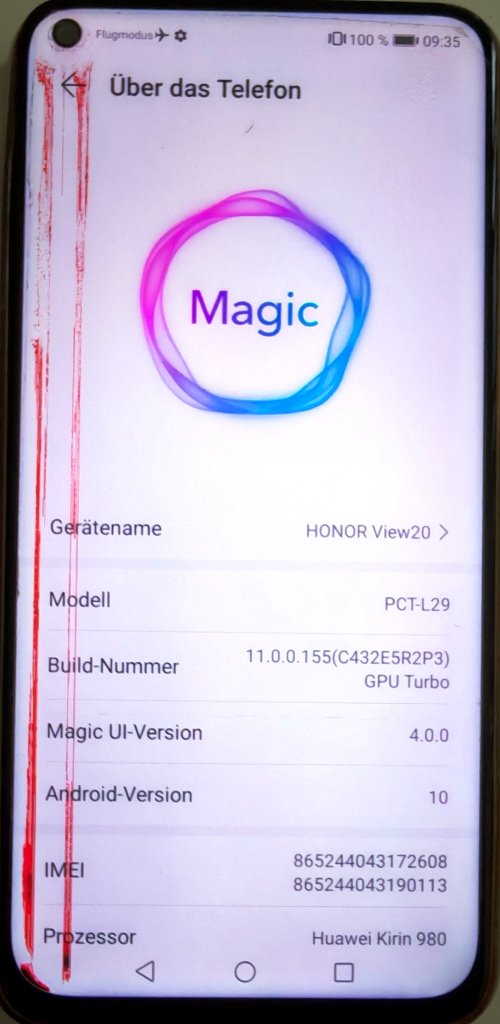 Verkaufe Handy / Movil HONOR View20 Dual-Sim beschädigt.