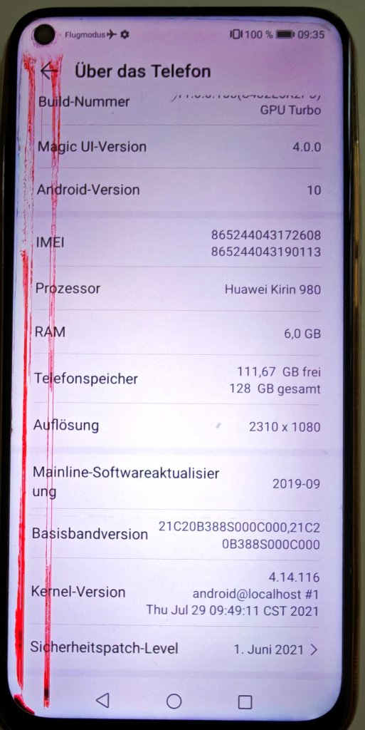 Verkaufe Handy / Movil HONOR View20 Dual-Sim beschädigt.
