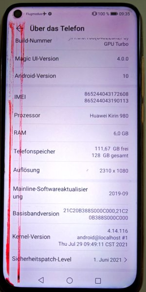 Verkaufe Handy / Movil HONOR View20 Dual-Sim beschädigt.