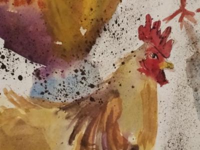 Gathering of Roosters and Hens