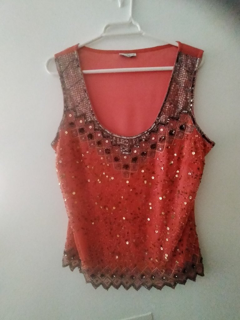 Various blouses and 1 leather dress