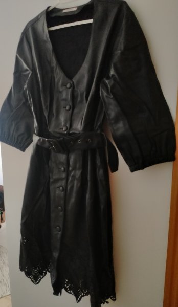 Various blouses and 1 leather dress