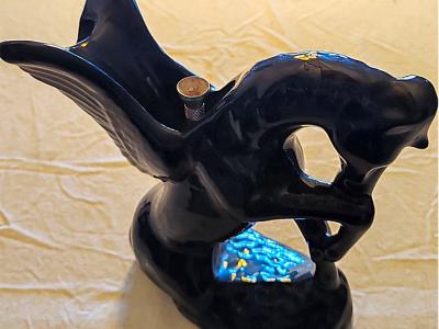 Vintage bong water pipe in the shape of a Pegasus figure, ceramic from the USA
